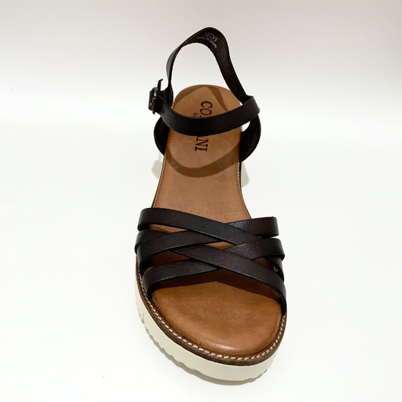 Cordani Shayleen Dark Brown Tan Leather Platform Wedge Ankle Strap Sandals 40 - Picture 7 of 9